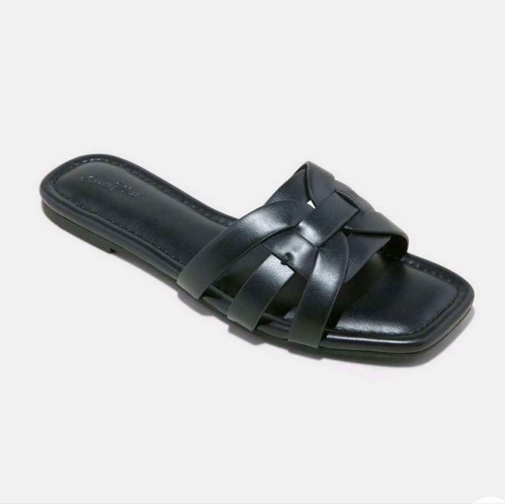 Flat black sandals